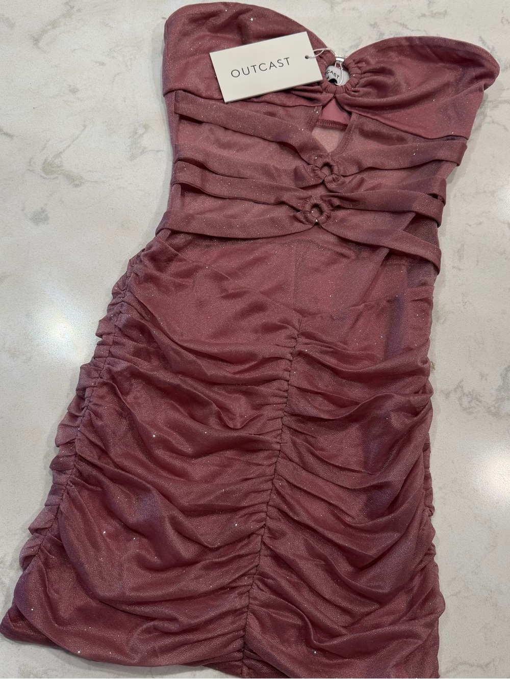 Outcast Women's Mauve Ruched Strapless Dress